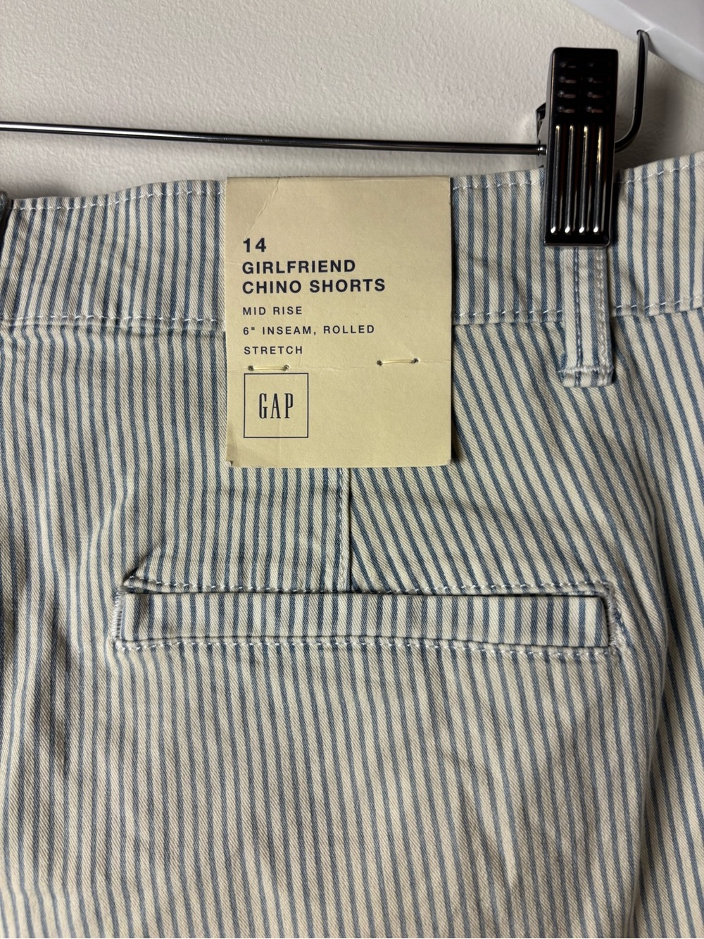 NWT GAP Light Blue and White Striped Women's Bermuda Shorts, size 14 - Picture 5 of 11